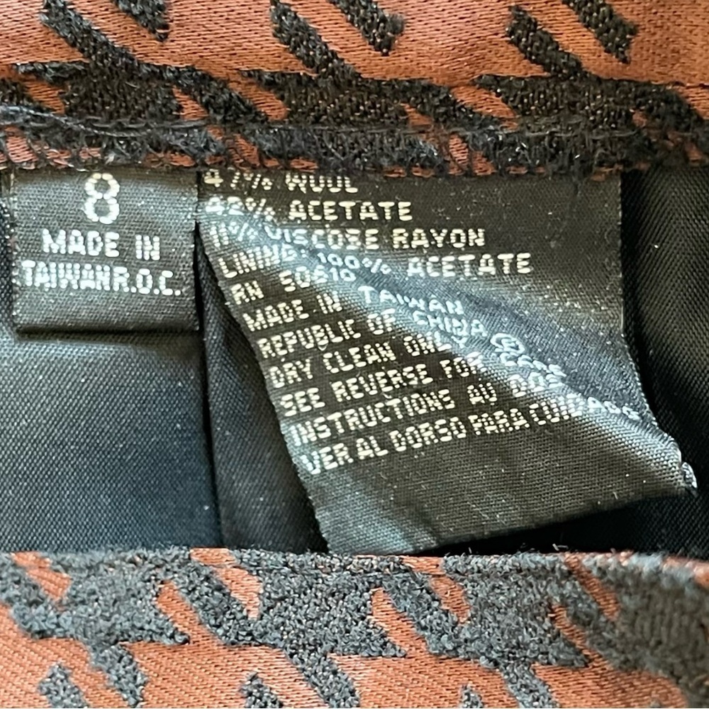 Albert Nipon Suit Vintage 2 Piece Skirt Set Wool Blend brown and black women’s 8 - Picture 15 of 16